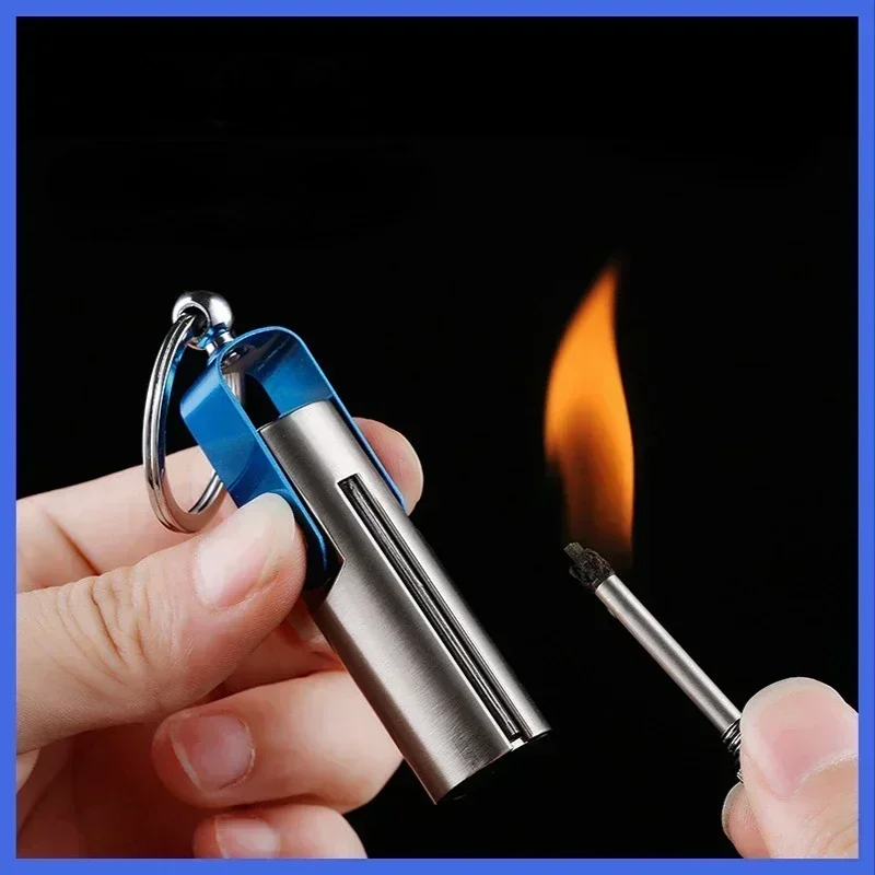 Match Kerosene Lighter Keychain Cigarette Lighters Metal Matches Torch Lighter Portable Men\'s Gift Windproof Smoking Accessories