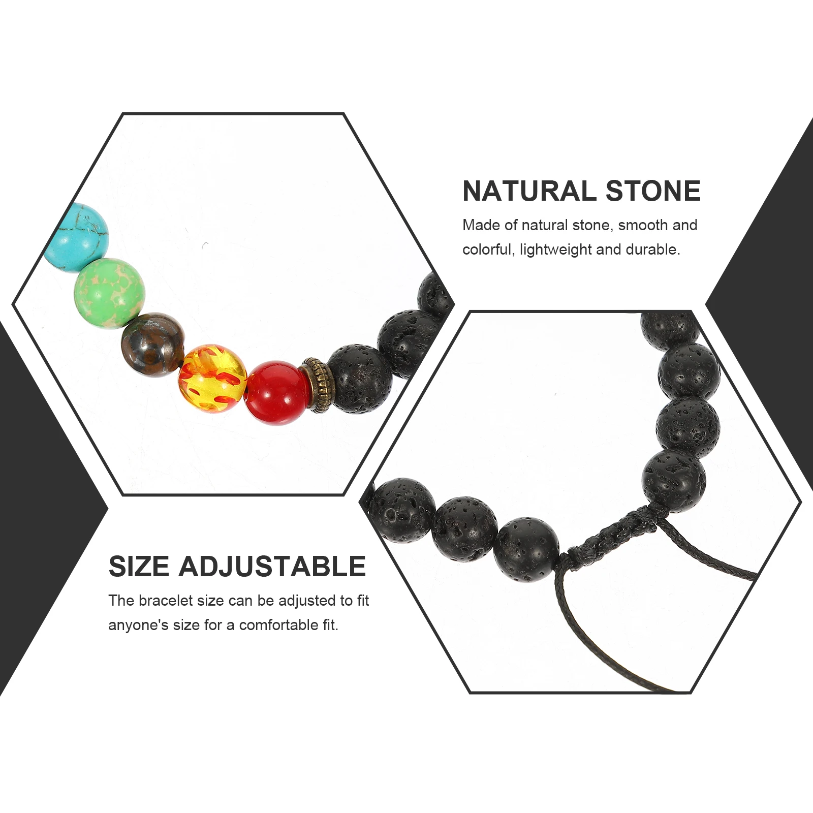 

2pcs Volcanic Stone Bracelet Natural Colored Beaded Design For Men Women Fashion Wrist Ornament Meditation Bracelets