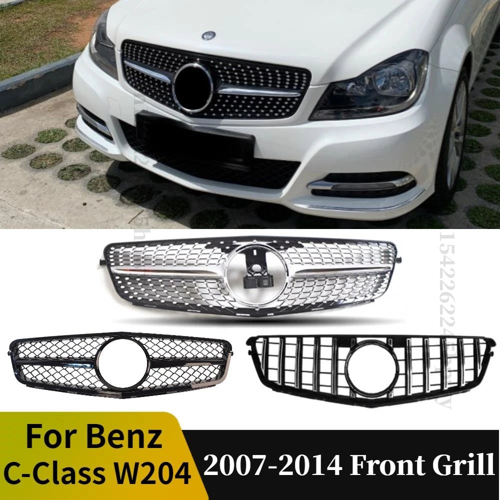 

Решетки для Mercedes Benz W204 C Class 2007-2014 C180 C200 C250 C300 C350 Sport, Решетка переднего бампера Diamond AMG GT Style Grill