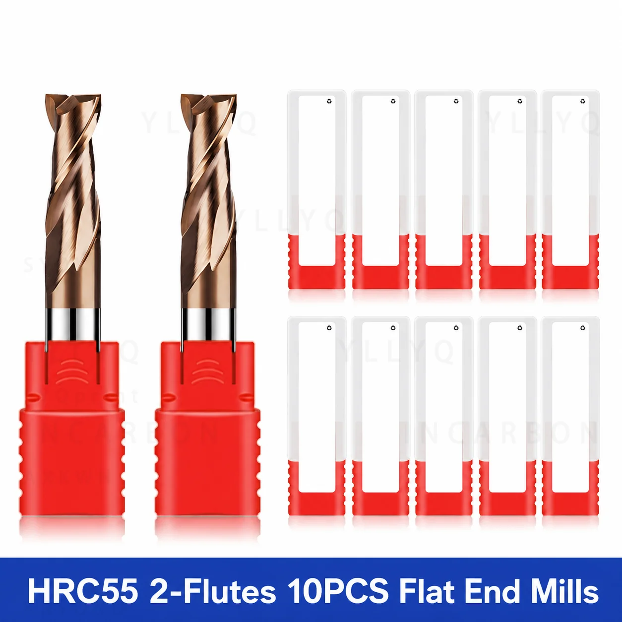 

10PCS Carbide End Mills Tungsten Steel 2 Flute Flat End Mill 50-75mm Length CNC Milling Cutter Tools for Machining Center