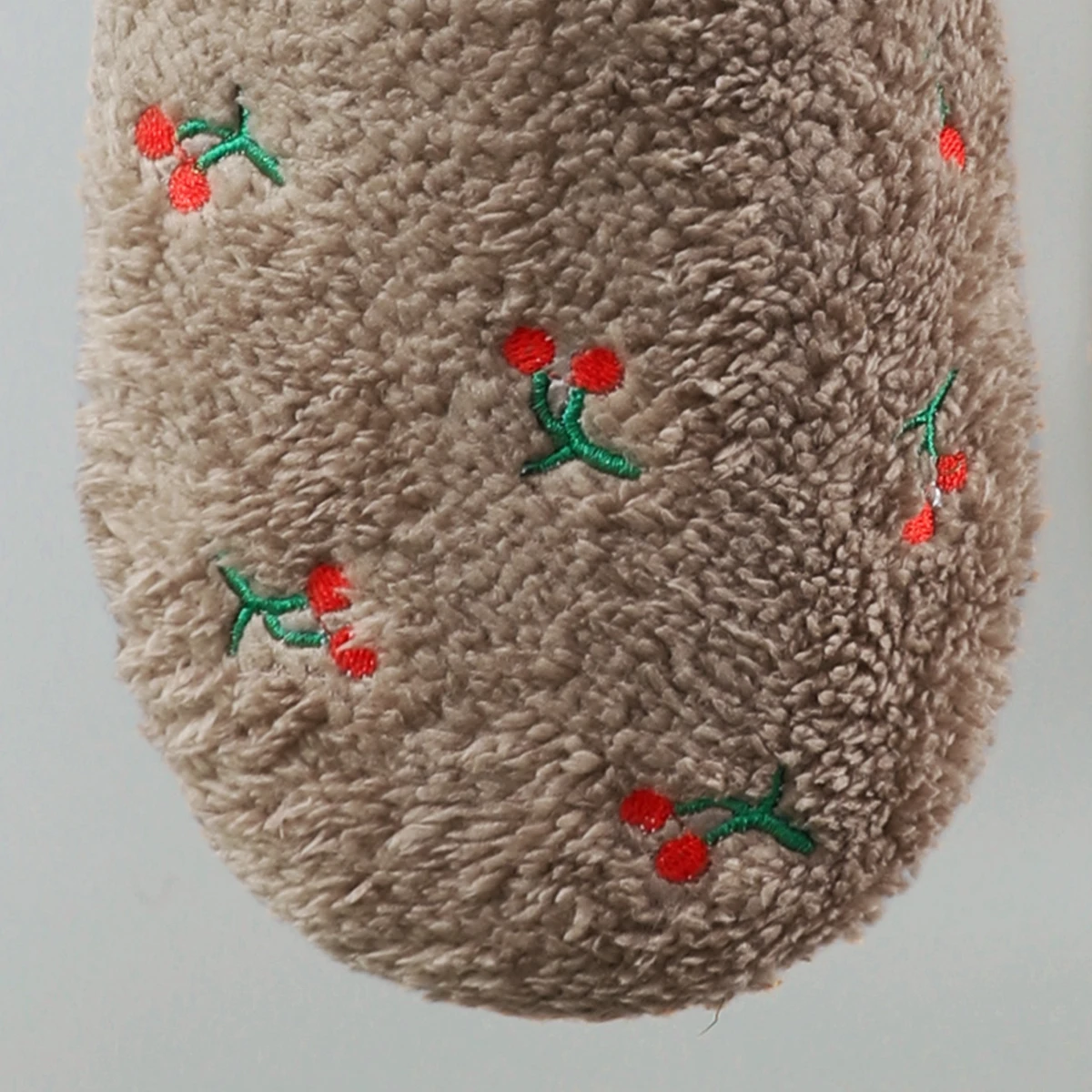 Cute Embroidered Fruit Plush Autumn and Winter Warm Women's Home Slippers Silent Floor Socks Slippers - view 6