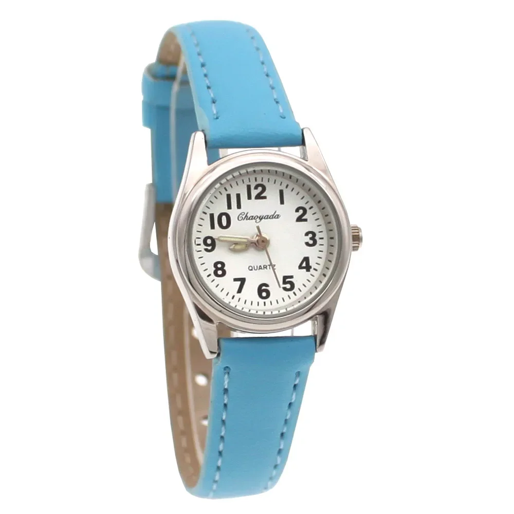 Fashion Leather Quartz Watch for Students Boys Girls Stylish Wristwatch for Kids