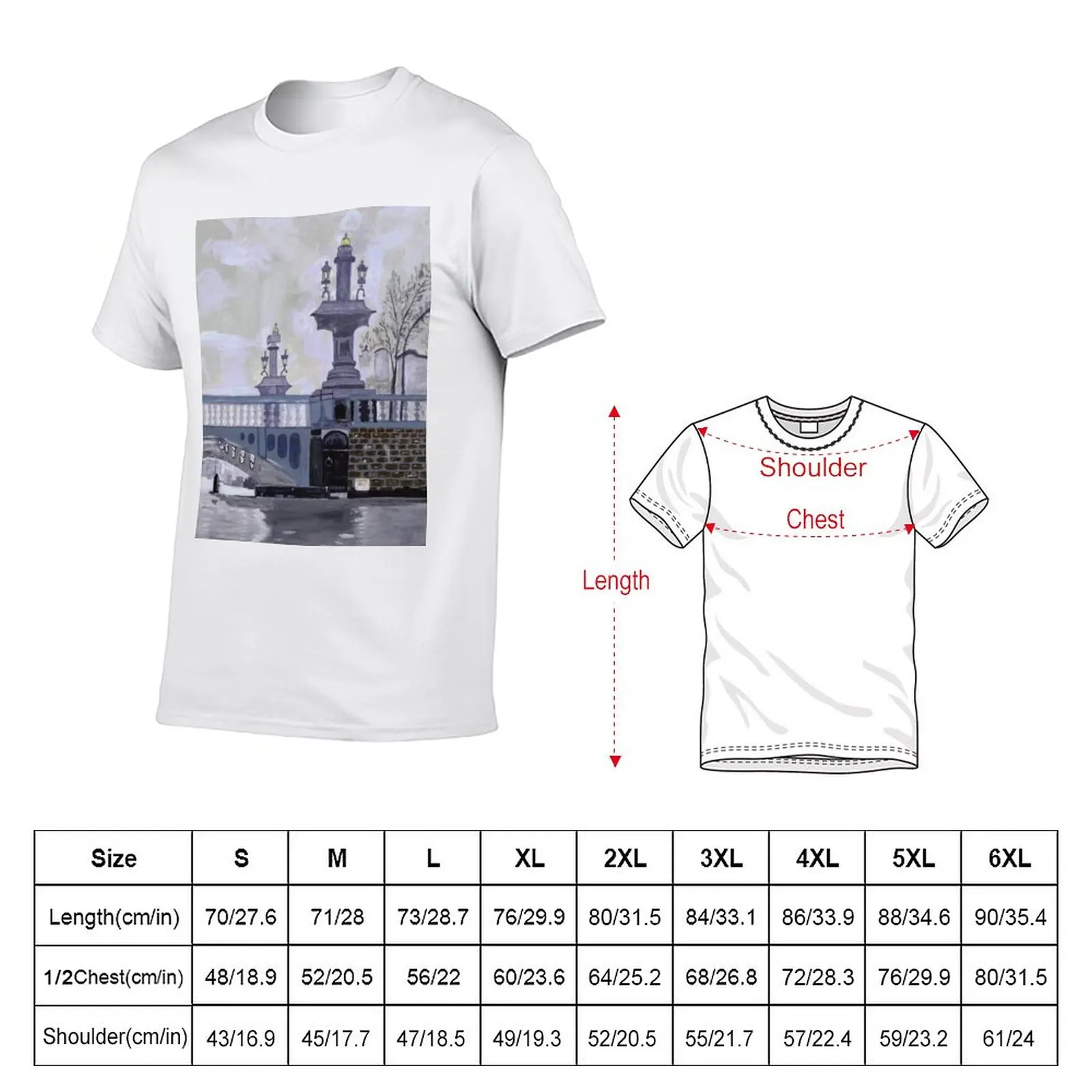 New Winter Bridge - Original artwork by Dody Denman T-Shirt Short sleeve funny t shirts T-shirt short Men's clothing