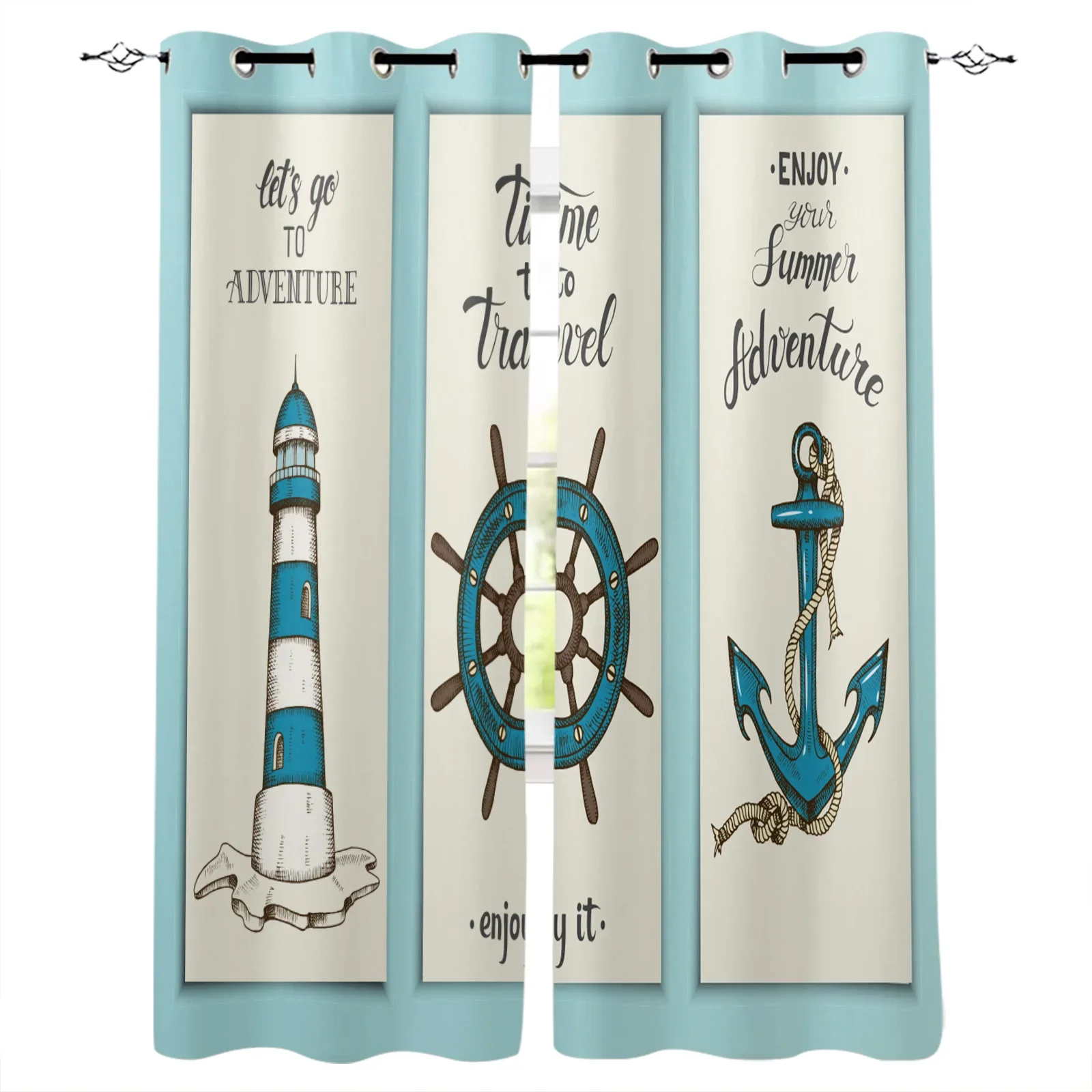 Lighthouse Pointer Anchor Blackout Curtains Window Curtains For Bedroom Living Room Decor Window Treatments