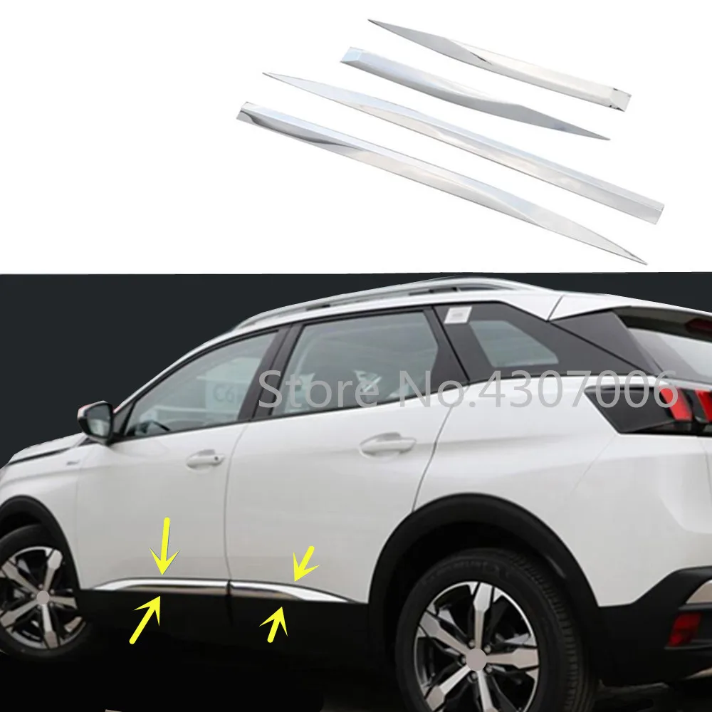 

Stainless Steel Side Door Body Trim Strip Molding Stream Lamp Panel Bumper For Peugeot 3008 GT 3008GT 2016 2017 2018 2019 2020
