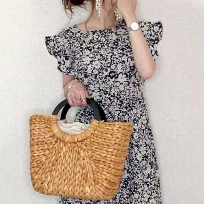 Japanischer SLE Loose Floral A-Line Dr Damen Sommer Svel Langer Rock Einfaches grenzüberschreitendes Design rund Ne High Waist