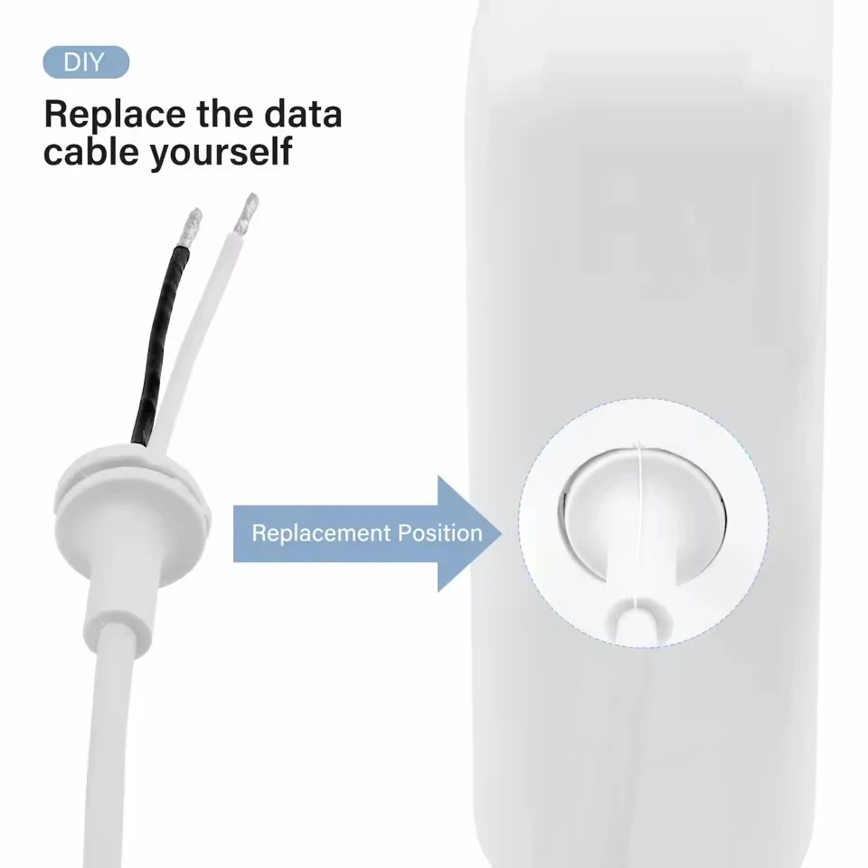 Durable TPE Replacement Charging Cable, Universal L&T Tip Magnetic Repair Wire for 45W 60W 85W Power Supply