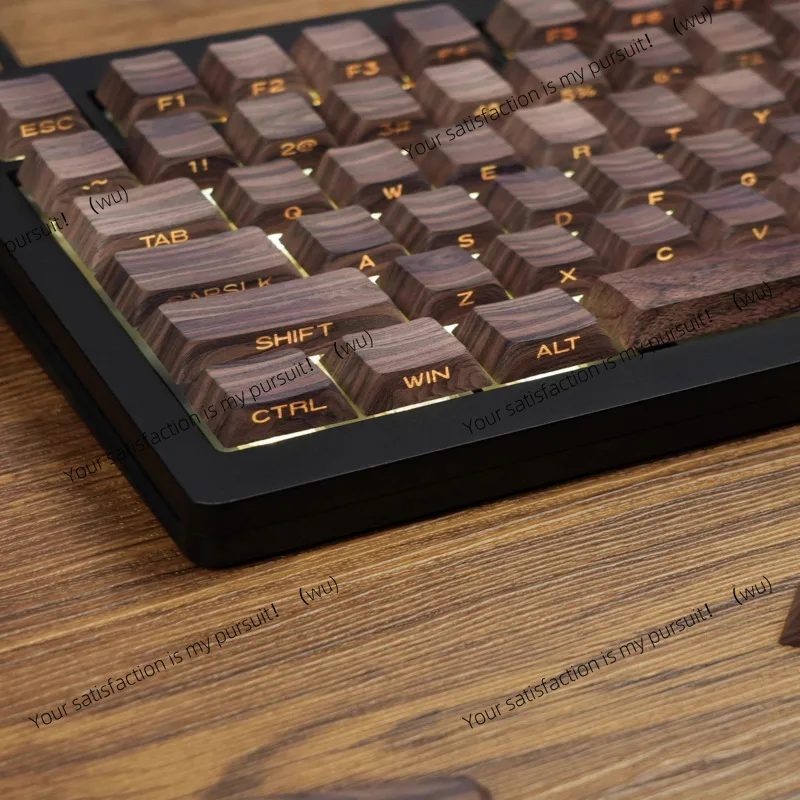 Walnut grain side engraved and translucent, PBT creative five-sided sublimation custom key cover