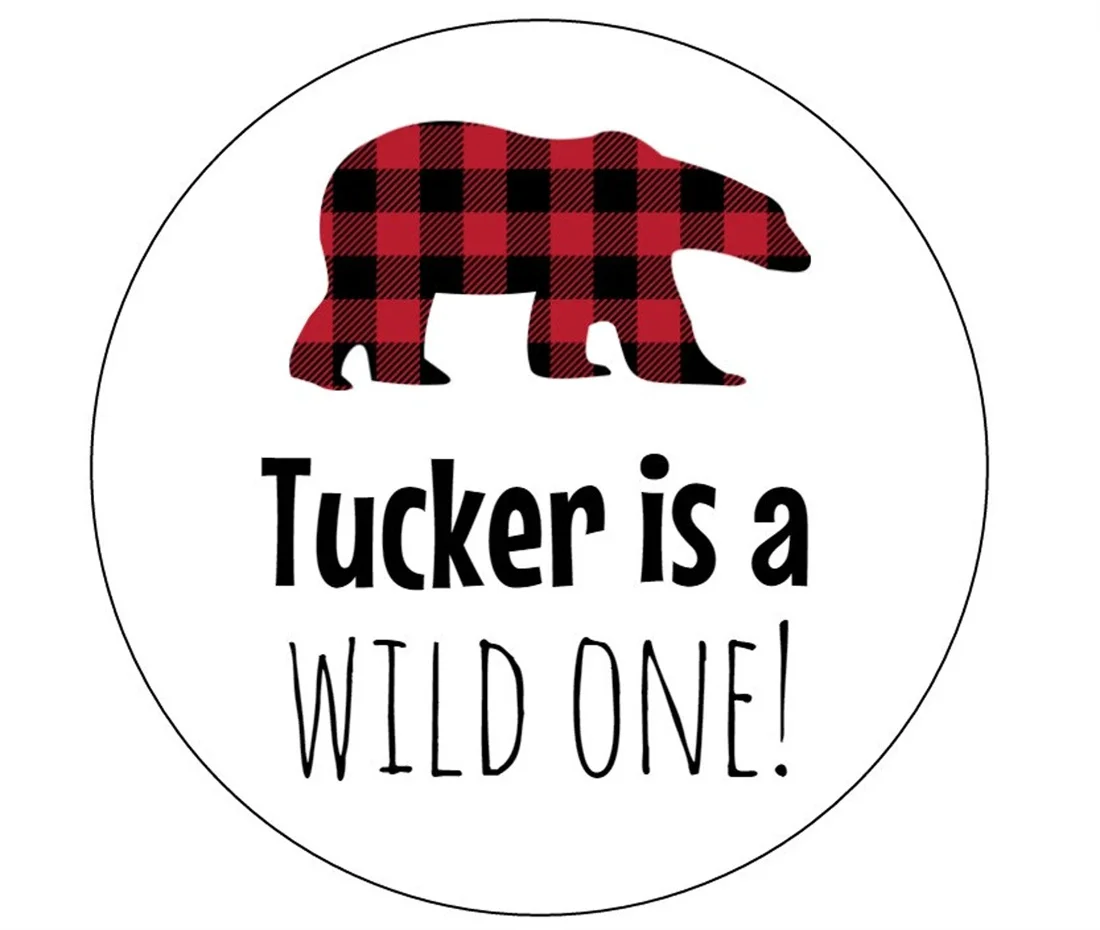 25PCS Bear Wild One Stickers, Bear Stickers, Woodland Birthday, Lumberjack Birthday, Plaid Bear, First Birthday Favor Bags