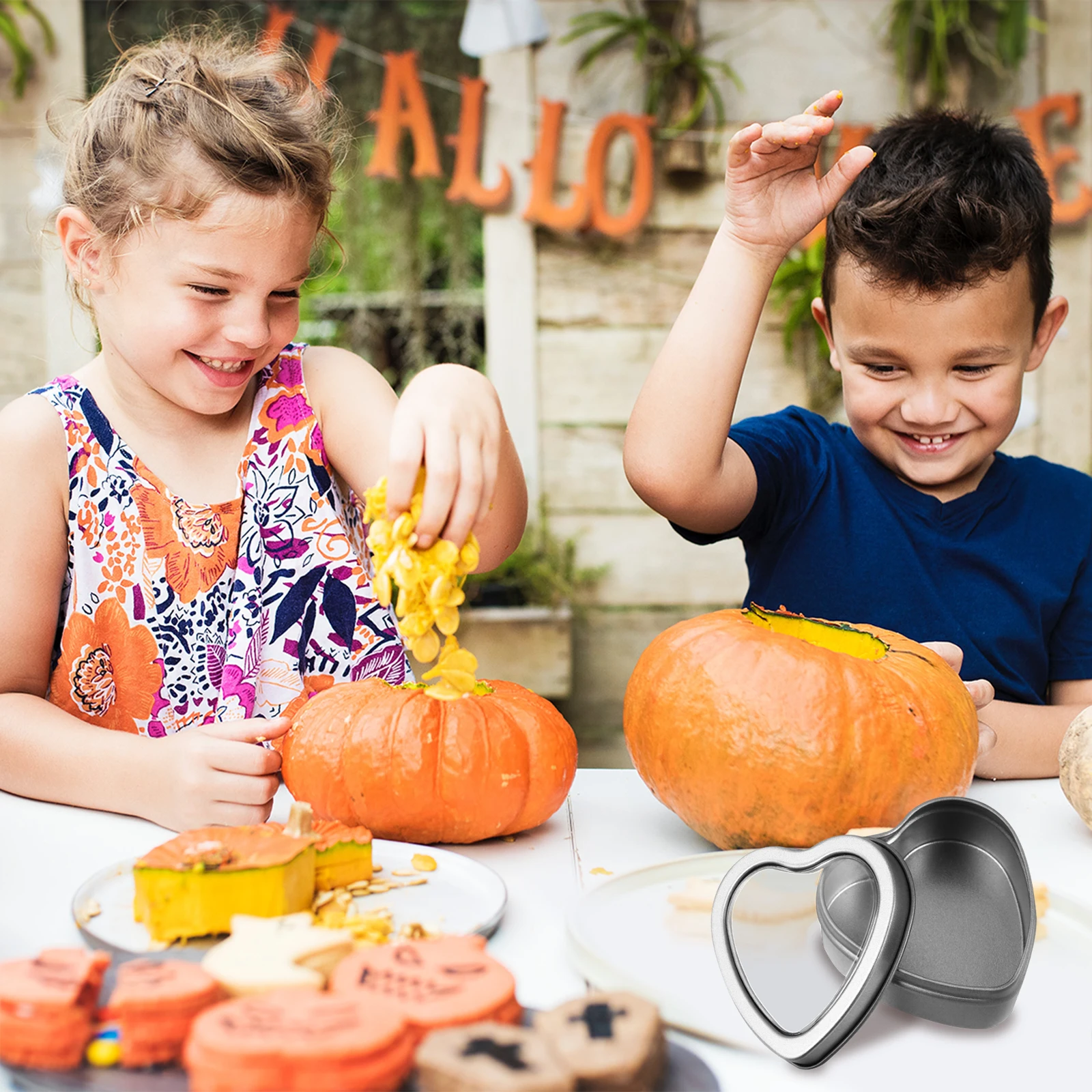 

Heart Shaped Containers for Gift Box Candy Jar Storage Boxes Window Silver Tinplate