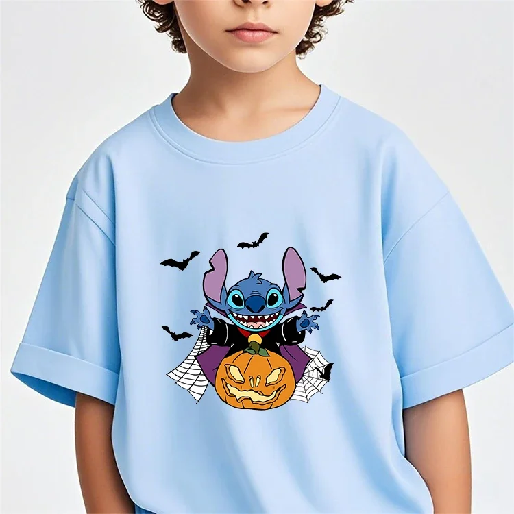 

Hot Outdoor Crew Neck Tshirt Stitch Boys Girls 3-14Y Summer Cute Kawaii Cartoon Street Casual Cozy