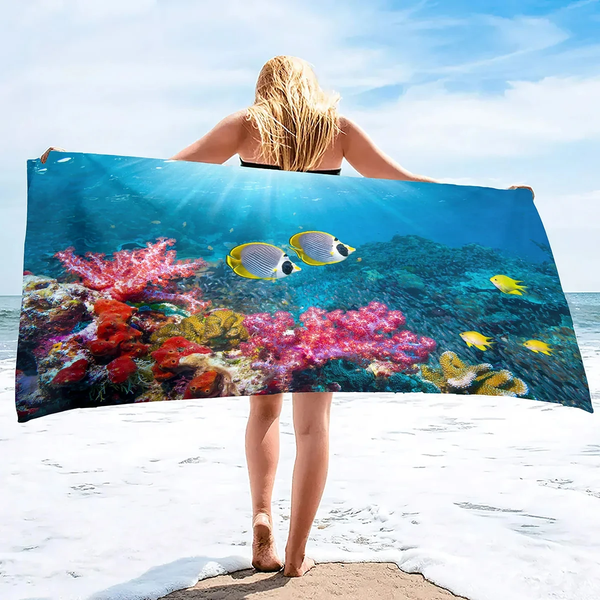 

Coral Reef Beach Towel for Girls, Boys, Men,Women,Tropical Fish Bath Towel Print Pool Towel Super Soft Plush Tropical Fish Towel