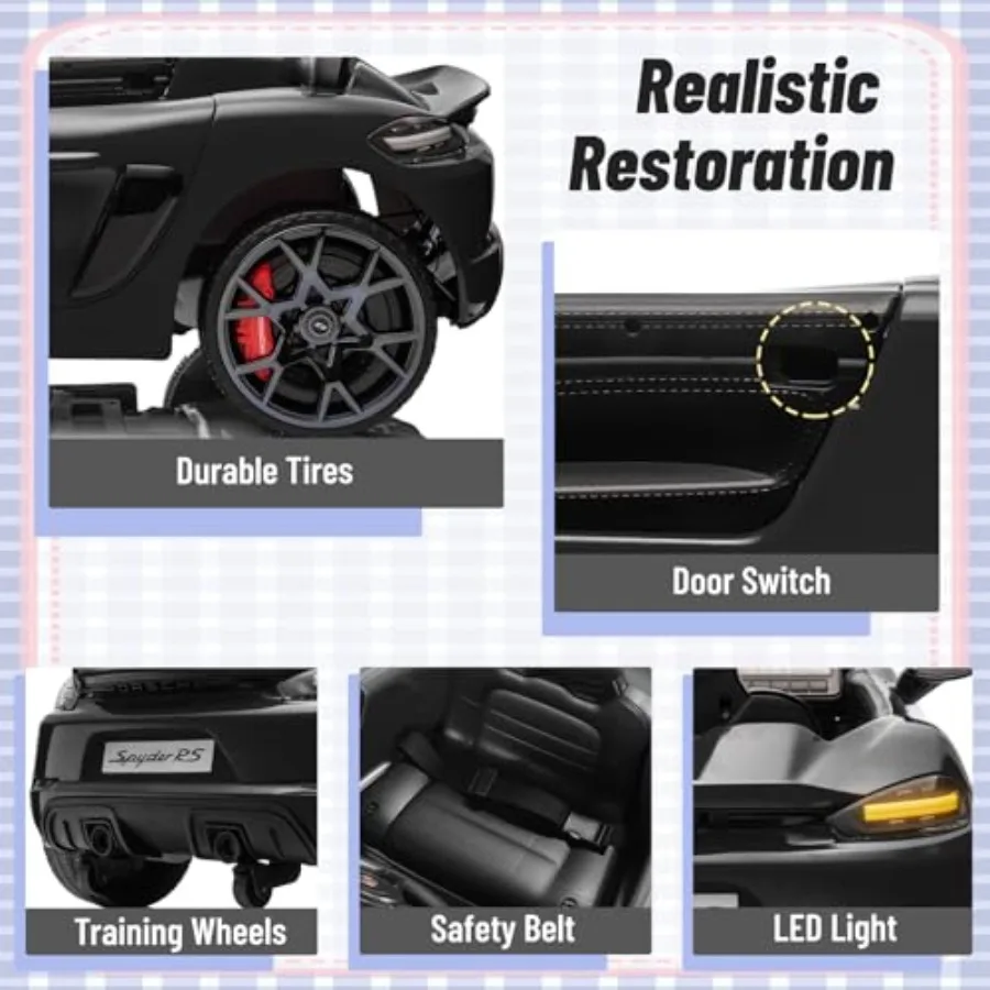 12V 전동차, 정품 라이선스, 어린이용 전동차, 리모컨 포함, 전후방 LED 라이트, 라디오, USB/AUX, 열리는 도어, 서스펜션