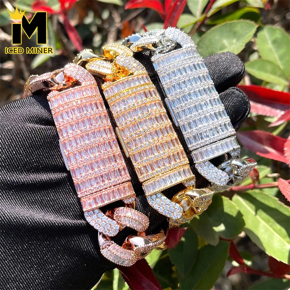 

Icedminer 20mm Baguettes Zircon Iced Out Cuban Link Chain Necklaces For Men Women Choker Hip Hop Jewelry Free Shipping
