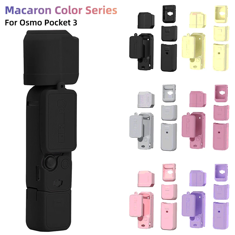 Coque en silicone pour caméra à cardan DJI Osmo Pocket 3, poignée anti-rayures, étui de protection souple, capuchon d'objectif, coque anti-choc pour Pocket 3