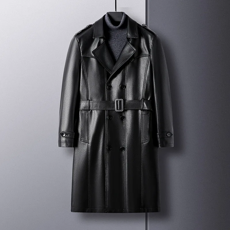 

Men's Leather Coat Autumn Winter PU Leather Overcoat Leather Coat Men Clothing