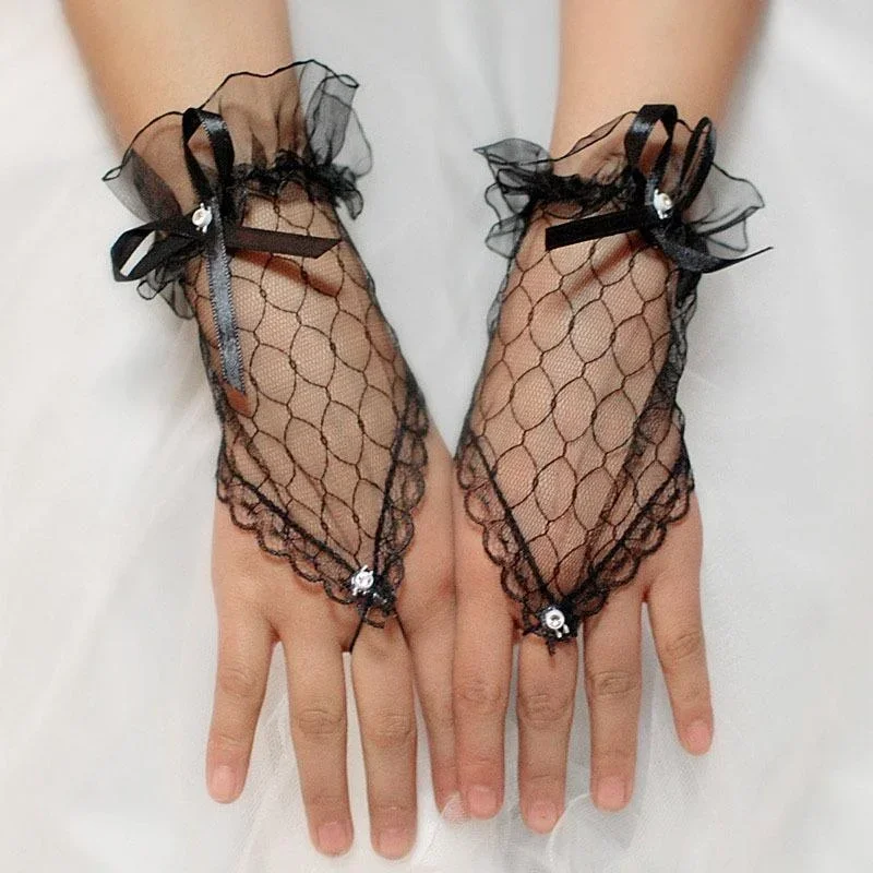 

Bridal Wedding Gloves Wedding Dress Glove Fingerless Lace Gloves Short Mesh Hand Socks Gloves 2024