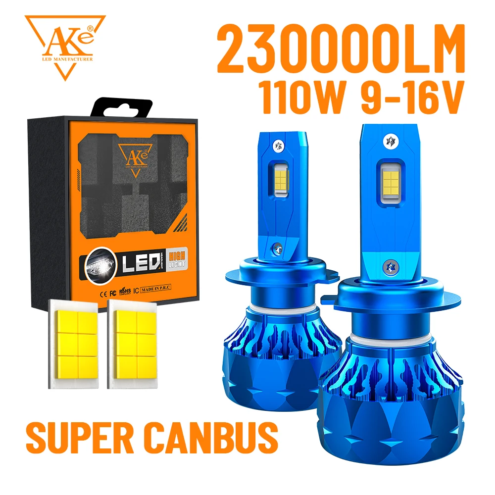 

2PCS H7 H4 Car LED Headlight 230000lm 110W Super Brightness Canbus Light H1 H11 9005 9006 9012 Headlamp CSP 6000K Auto fog Lamp