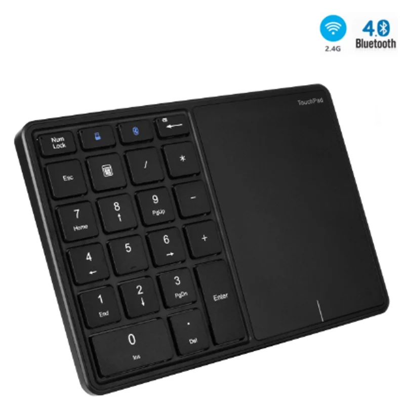 2.4G +Bluetooth Wireless Numeric Keypad with Touchpad 22 Keys Bluetooth Digital Keyboard for Mac OS Accounting Windows IOS