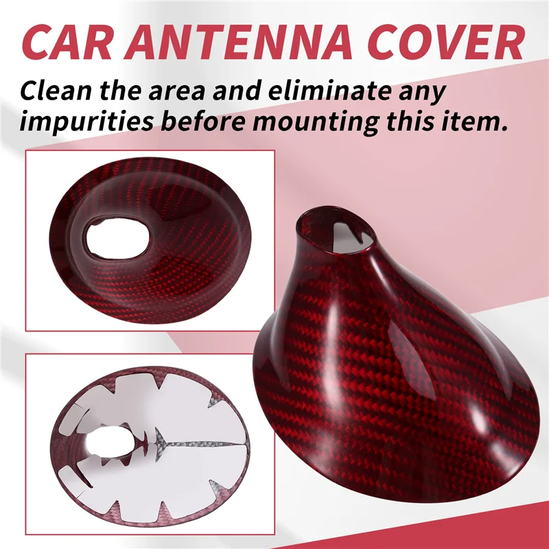 

Real Hard Carbon Fiber Sticker For Fiat 500 Abarth 595 2012+ Spare Parts Accessories Car Antenna Shark Fin Cover(Red)