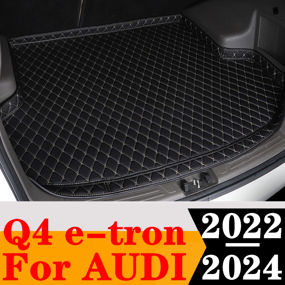 High Side Car Trunk Mat For AUDI Q4 e-tron 2024 2023 2022 Custom Fit XPE Tail Boot luggage Pad Rear Cargo Liner Protect Carpet