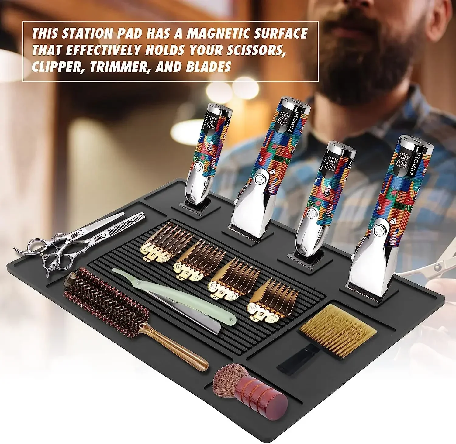 Barber Magnetics Mats Anti-slip Flexible Scissors Salons MaT Tools Countertop  Magnetics Hair Clippers Mat