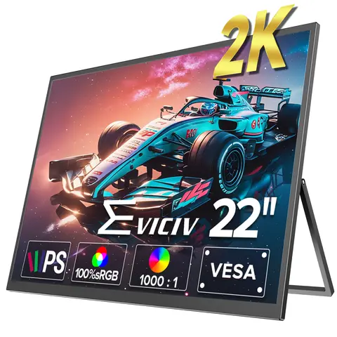 EVICIV Large Portable Monitor 22" 2K Computer Gaming Display 100% sRGB 1440P USB-C HDMI FreeSync Screen for Laptop Mac Surface