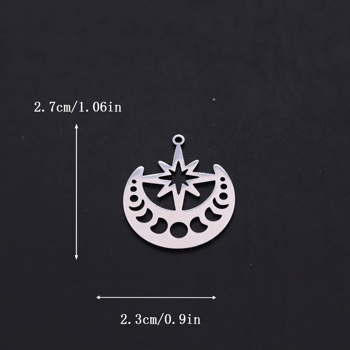 3pcs Celestial Crescent Moon Phase & Star Charm Pendant For Necklace Earrings Jewelry Making Crafts Stainless Steel Charm