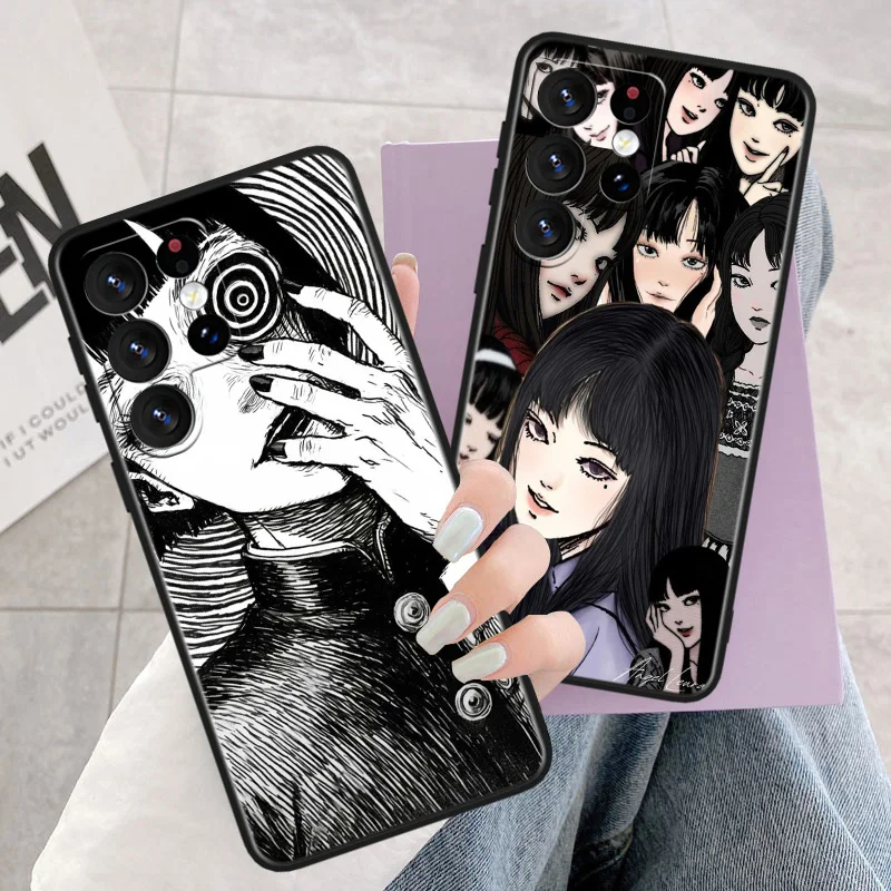 Tomie Kawakami Horror Anime Phone Case For Samsung Galaxy S25 S24 S23 S22 S21 S20 S10E Ultra Plus Lite FE Black Cover Silicone