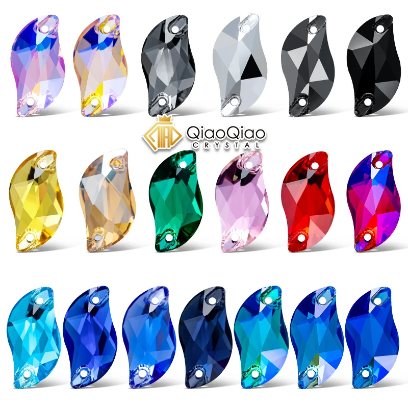 

QIAO S Shape Top Quality K9 Multiple Colors Sew On Rhinestones Crystal Glass FlatBack Sewing Gems For DIY Garment Wedding Dress