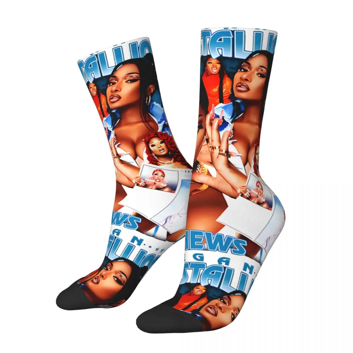 Crazy compression Megan Thee Rapper Megan Thee Music Sock for Men Harajuku Megan Thee Stallion Seamless Pattern Crew Sock