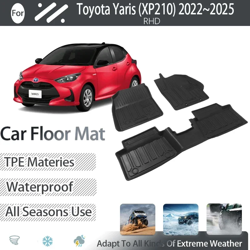 

Car Floor Mats Fits For Toyota Yaris XP210 2022 2023 2024 2025 Waterproof Pads Foot Carpet Floor Covers TPE Rug Auto Accessories