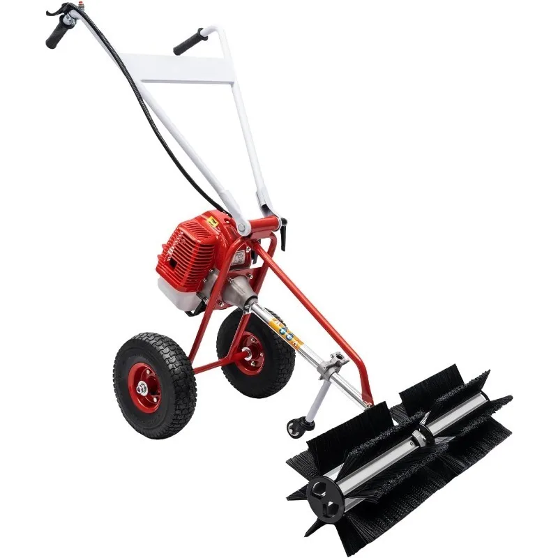 

43CC 1.7HP Gas Power Broom Sweeper,Powered Brush Sweeping Broom Walk-Behind Outdoor Hand Push Sweeper with 2-Stroke Petrol Engin