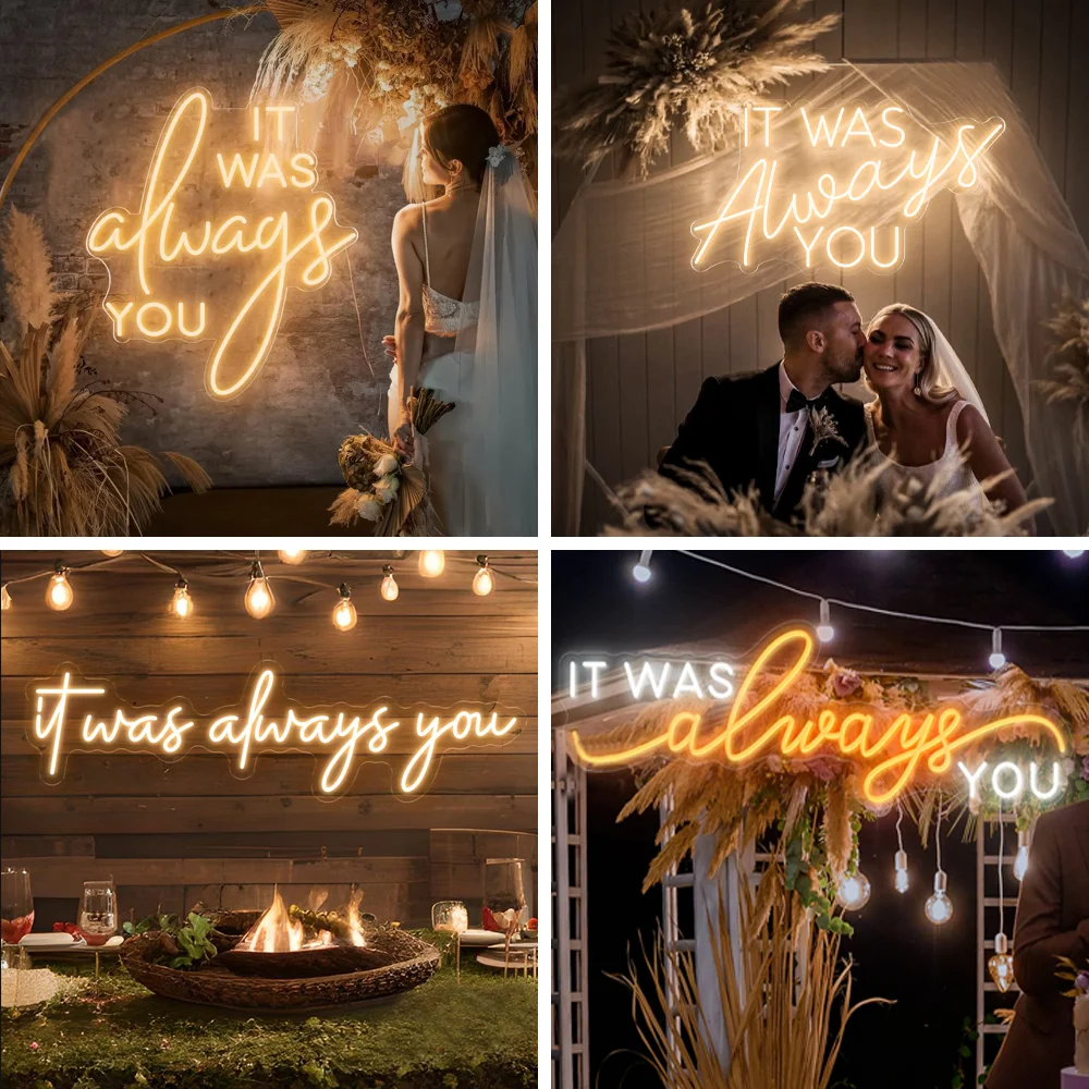 

it was Always You LED Neon Sign with Dimmable Wall Decor for Bedroom Living Room Party Wedding Girls Birthday Wall Light Decor