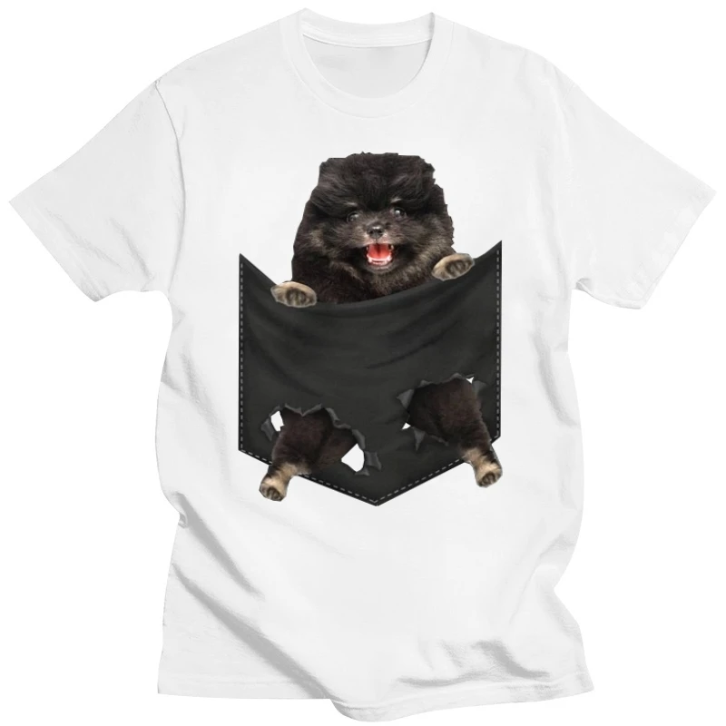 fashion black tshirts for male tshirt Men T Shirt Pomeranian Black Pocket Mid T Shirt Women T-Shirt black t shirt