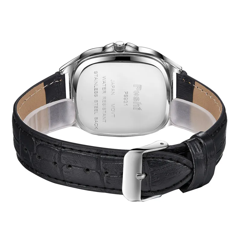 Reloj POSHI para hombre, relojes de cuarzo con correa de cuero de moda, calendario luminoso resistente al agua, reloj de pulsera deportivo informal