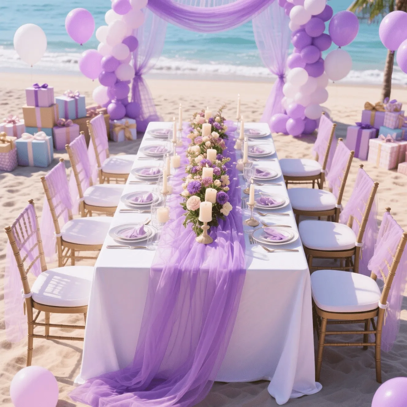 Dreamy Sheer Table Runner, Soft Mist Drape Atmosphere, Perfect for Beach Party, Indoor Luxury Banquet, Patio View Dining Table