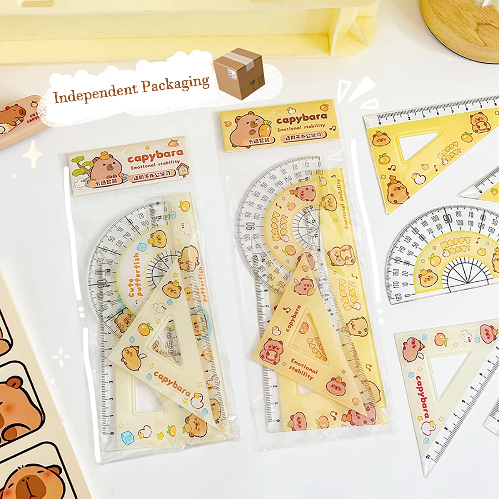 4pcs/set Rulers Drawing Tools Cute Cartoon Soft Ruler Set Office Supplies Set Student Gift