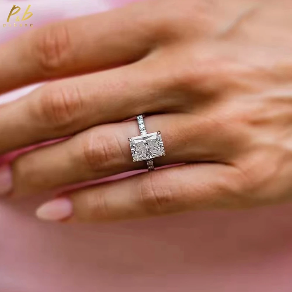 

PuBang 3EX VVS1 D Цвет Настоящее 4,6-каратное женское кольцо с муассанитом сияющей огранки 9k 14k 18K однотонное белое золото ювелирные изделия GRA Wedding