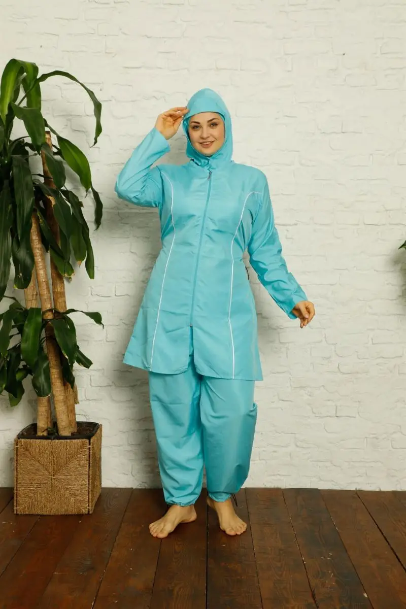 Fashion line full hijab plus size swimwear 32014