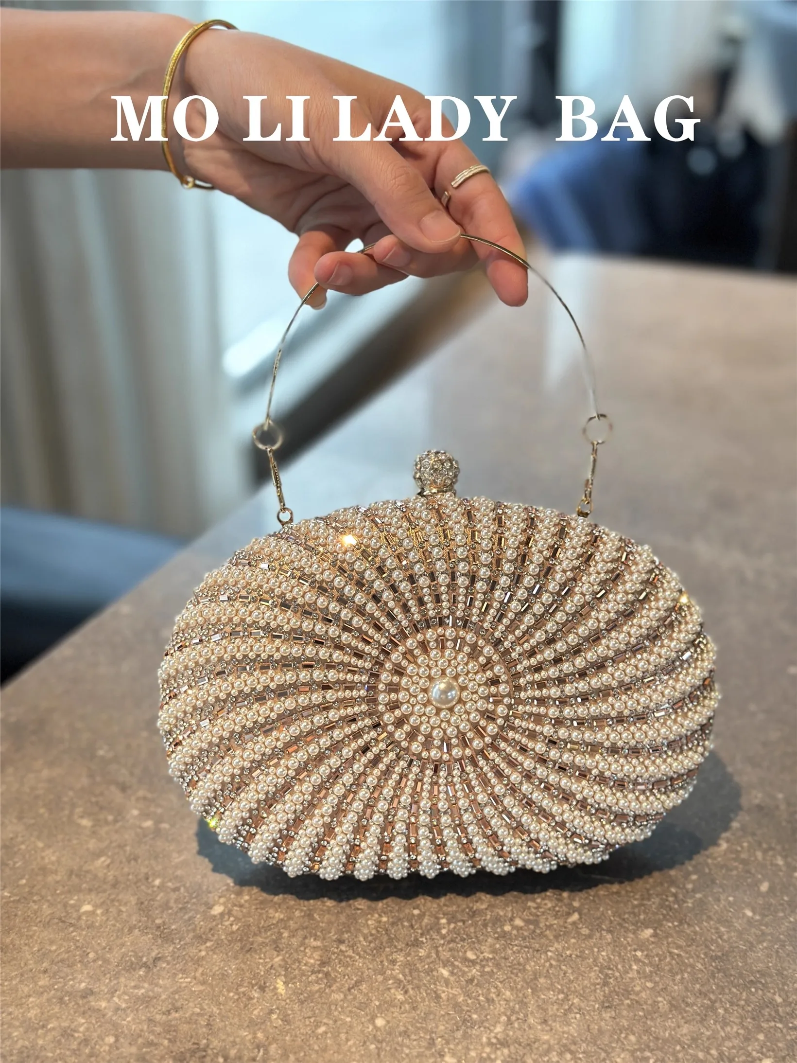 

Pearl Beaded Glitter Clutch Purse Fashion Banquet Bag Luxury Women Handbag Wedding Party Evening Bag Shoulder Crossbody Bag