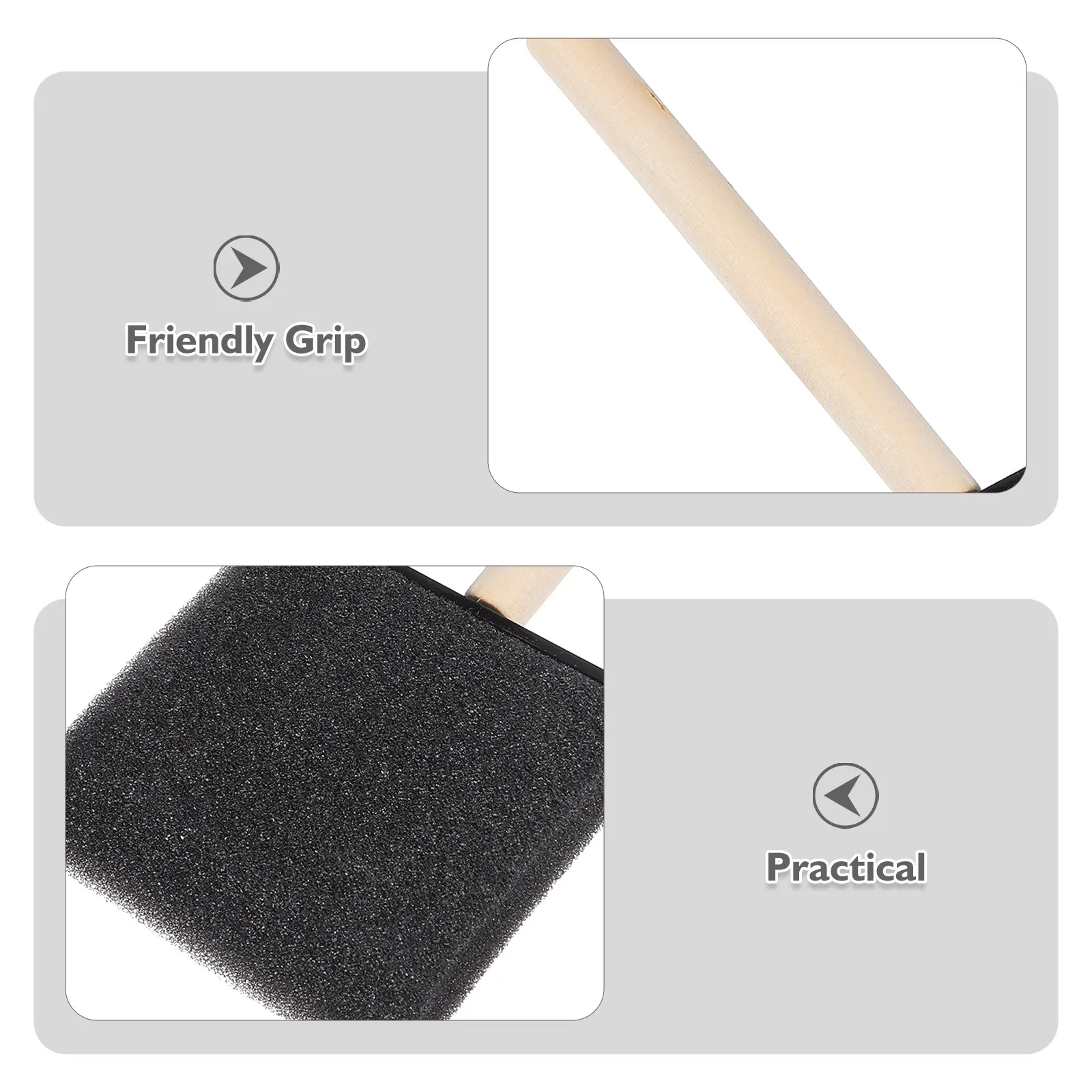 24Pcs Kids Foam Paint Brushes Black Wood Handle Smooth Art Sponge Brushes Preschool Classroom Painting Tools DIY Craft Supplies