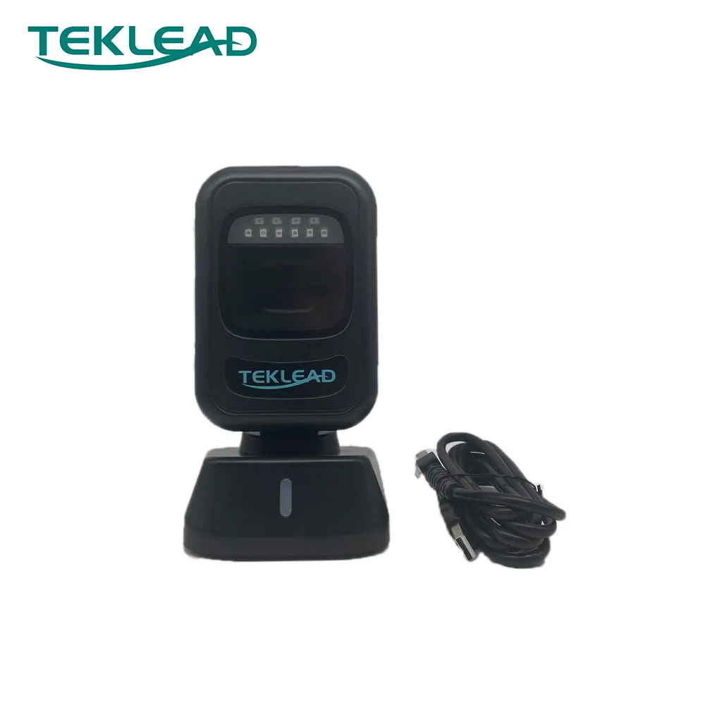 TEKLEAD 2D Desktop Barcode Scanner Fast Speed 1 Million Pixel  2D Desktop Barcode Scanner for Supermarket  Retail Shop