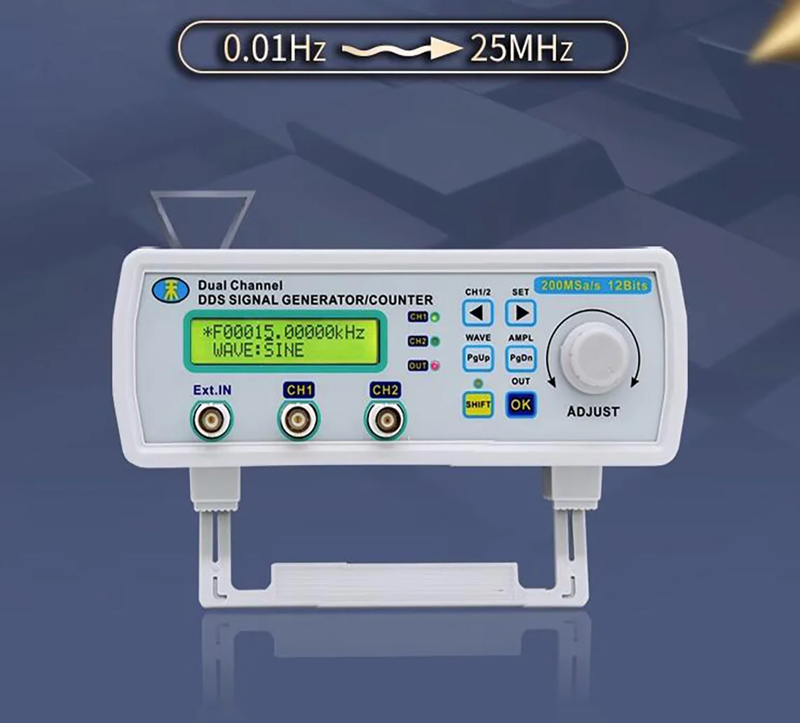 MHS5200A Full CNC Dual Channel DDS Function Arbitrary Wave Signal Generator Pulse Signal Source Frequency Meter