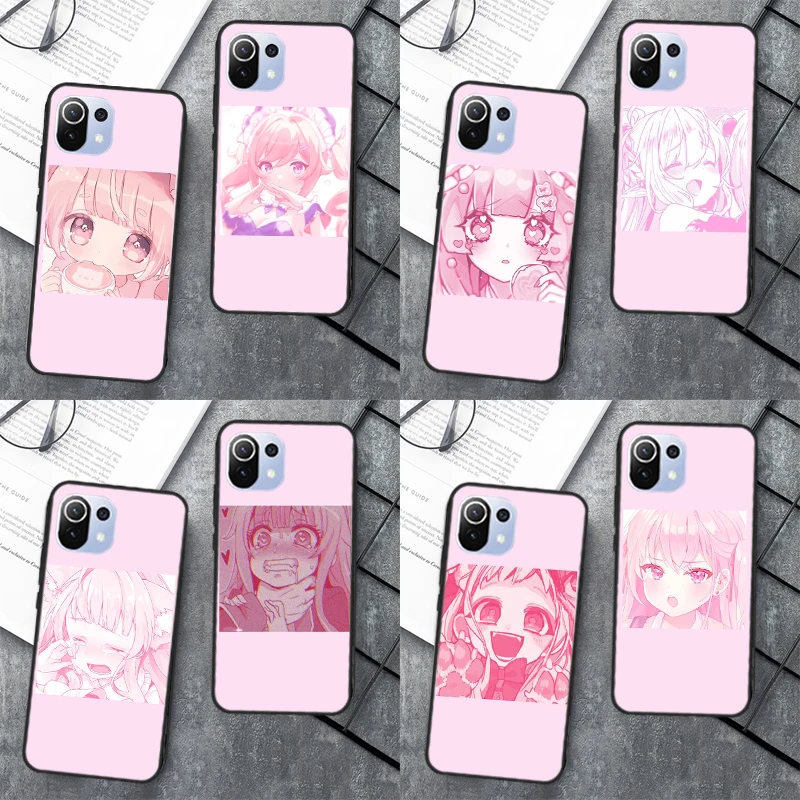 Pink Kawaii Anime Loli Case For Xiaomi 12 13 Lite 12T 11T Pro 12X Cover For POCO X3 X5 F5 Pro X4 F4 GT C40 M5s F3