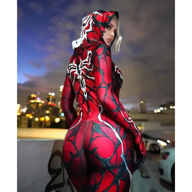 AD1 ผู้ใหญ่เด็ก Gwenom ชุด Gwen Spider คอสเพลย์เครื่องแต่งกายฮาโลวีนหญิงสาวผู้หญิง Superhero Zentai บอดี้สูท 5 @ rD ~