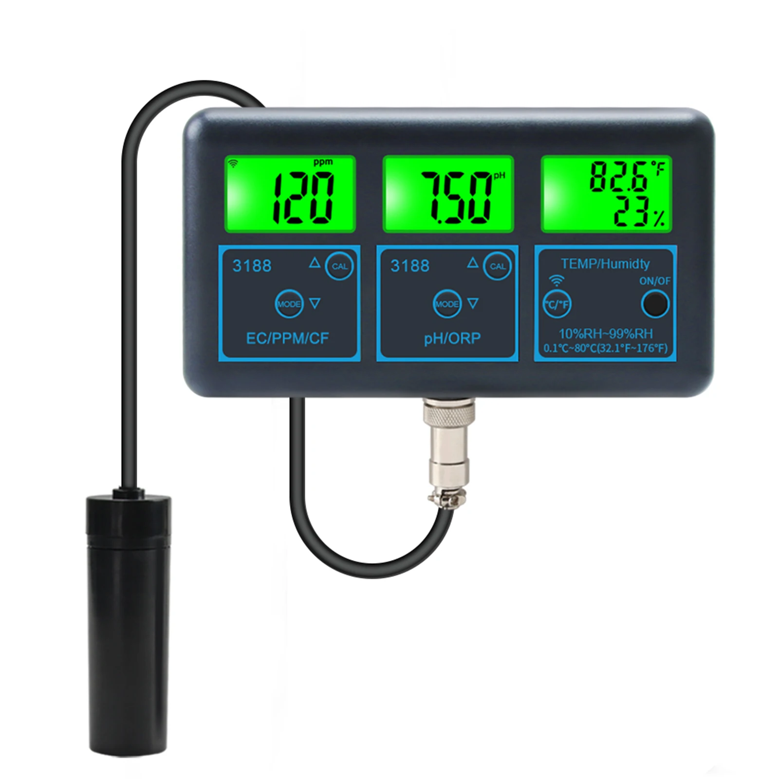 Outdoor for Living Water Quality Tester Moisture 7in1 Analyzer Digital Multi-Parameter Water Tester for tuya WiFi