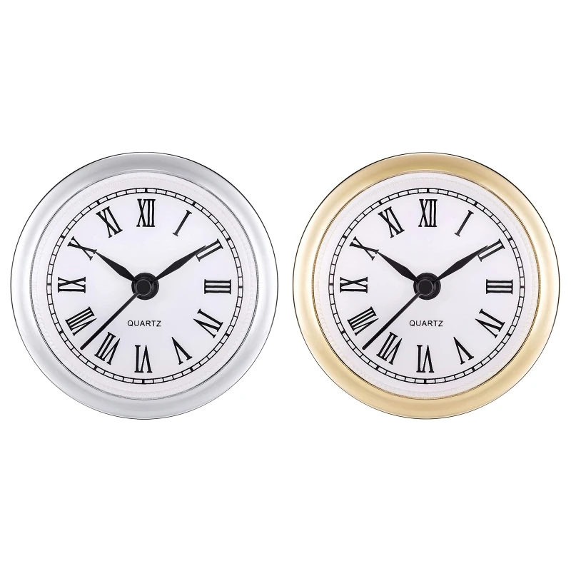 Mini Clock Insert 2.4 Inch 61mm Round Quartz Clock Fit-up Movement Miniature Clock White Dial Bezel Roman Numerals