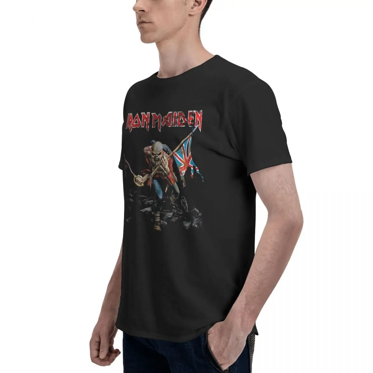 Men Ironmaiden Heavy Metal Band T Shirt Vintage Big Size O-neck Cotton Custom Sleeve Tee Shirt