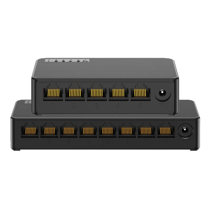 Exquisite-Network Switch Mini 5Ports Ethernet Switch 100Mbps Hochleistungs-Smart Switcher RJ45 Hub Internet Injector, EU-Stecker